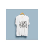 Oversize Pizza ve Malzeme Tasarım Unisex T-shirt (Beyaz)