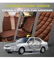 Hyunda Accent Admire Kahverengi Renk Tay Tüyü Cepli & Terletmez Sırtlı Oto Koltuk Minder Seti - Koltuk Koruma Kılıfı (ÖN & ARKA TAM SET)