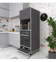 Kenzlife fırın dolabı halide gri 162*60*56 mutfak kapaklı ayaklı banyo kiler ofis