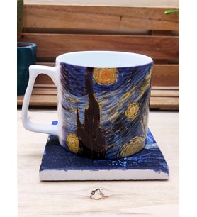 Vincent Van Gogh Set 10 - Yelken Fincan Kupa-Doğal Taş Bardak Altlığı 1