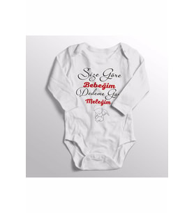 Unisex Bebek Beyaz Size Göre Bebeğim Dedeme Göre Meleğim Baskılı Zıbın