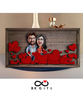 BK Gift Özel Yapım Kabartma Figür Temalı Karikatür Çiftler Meşe Ağacı Ahşap Tablo, Sevgililer Günü Hediyesi, Yıl Dönümü Hediyesi, Ev Hediyesi-6