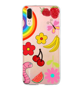 PrintiFy Huawei P20 ile Uyumlu 1mm Slim Fit Water Color 5 Baskılı Şeffaf  Kılıf