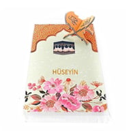 İsme Özel Çocuk Seccadesi Kabe Turuncu 82×45 cm 110 gr - Tesbih Hediyeli