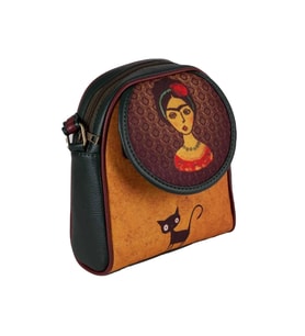 Frida Kahlo Figürlü Küçük Postacı Omuz Çantası Etnik Bohem Style - Yesil (Yeşil)