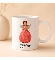 Kişiye Özel Melek Kız İsimli Kupa Bardak Romantik Hediye Kahve Kupası