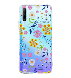 Huawei P Smart Pro Uyumlu Kapak Flowers Tasarımlı Şeffaf Silikon Kılıf