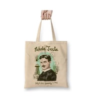 Nikola Tesla Nicola Tesla Beyaz Bez Çanta Uzun Saplı Alışveriş Çantası Plaj Çantası