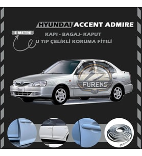 Hyunda Accent Admire Oto Araç Kapı Koruma Fitili 5metre Parlak Gri Renk