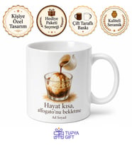 Affogato Temalı Özel Tasarım Baskılı Porselen Kupa Bardak Kahve Hediye