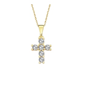Altın Taşlı Mini Cross Kolye