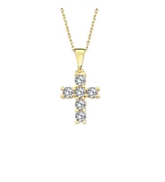 Altın Taşlı Mini Cross Kolye