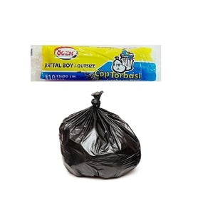 Battal Boy Çöp Torbası 75 x 90 cm 10 Lu Rulo x 1 Paket = 10 Adet (Siyah)