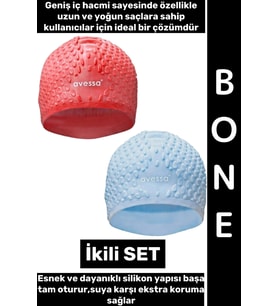 #Bone Esnek Yumuşak Silikon Havuz Deniz Yüzme Kulağa Su Geçirmez Büyük Beden Saç Bonesi İkili SET