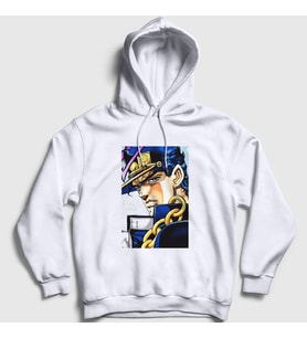 Presmono Unisex Beyaz Jotaro Kujo V2 Anime Jojo Kapüşonlu Sweatshirt 322387tt