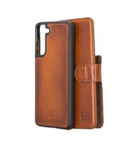 Bouletta Samsung Galaxy S21 FE Uyumlu Deri Cüzdanlı Kılıf RST2EF (Taba)