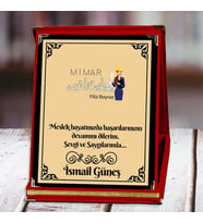Mimar Baskılı Plaket (3. Tasarım)  Kişiye Özel (Kırmızı)