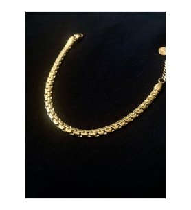 Çelik Gold Yassı Burgu Çelik Unisex Bileklik