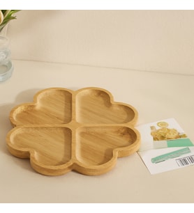 Bambu Yuvarlak 4 Bölmeli Sunum Tepsisi 21x1.4 cm (36'lı Paket)