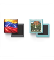 Buzdolap Magnetleri - Venezuela Bayrağı ve Caracas Posta Pulu Tema - 2'li Set Magneti