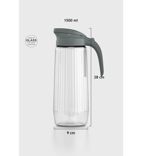 Renga Beluga 1500 ml Gravürlü Cam Sürahi 111021 Pudra (Koyu Füme)