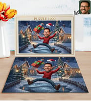BK Gift Kişiye Özel Erkek Yılbaşı Karikatür Tasarımlı 1000 Parça Profesyonel Puzzle-8, 1000 Puzzle, Yeni Yıl Hediyesi, Yılbaşı Hediyesi