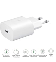 Samsung Galaxy A72 Uyumlu Type-C Ultra Hızlı Şarj Cihazı 22.5W 3.0 Amper (Şarj Başlığı Adaptör) (Beyaz)