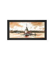 Kız Kulesi Motifli Kanvas Tablo 80 x 110 cm Siyah Çerçeve