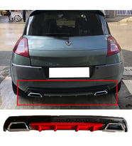 Renault Megane 2 HB Kırmızı Difüzör Çiftli Kare Egzoz Görünümlü D Tip Difizör 2002 - 2009