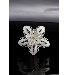Lotus Çiçeği Model El Işi Telkari Gümüş Broş & Yaka İğnesi