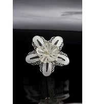 Lotus Çiçeği Model El Işi Telkari Gümüş Broş & Yaka İğnesi