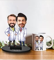Kişiye Özel Doktor Tasarımlı Karikatür Biblo Ve Kupa Hediye Seti 207