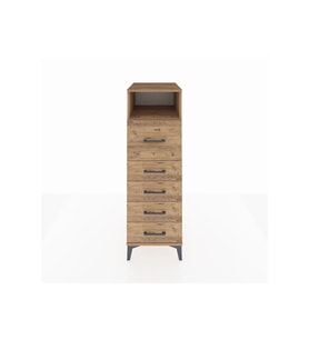 Kronos Dolap Tek Raflı 5 Çekmeceli 44x59x134 Çam-Çam