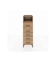 Kronos Dolap Tek Raflı 5 Çekmeceli 44x59x134 Çam-Çam
