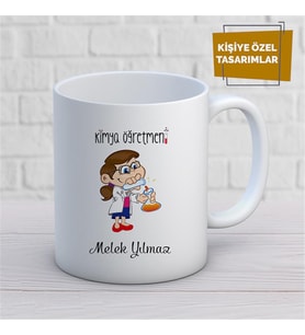 Kişiye Özel İsim Yazılabilir Kimya Öğretmeni Kupa Bardak
