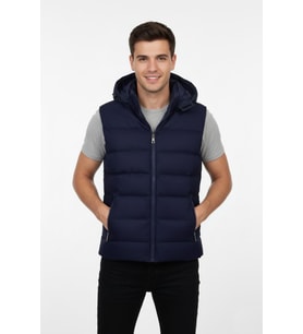 Erkek Spor Kapüşonlu Yelek Regular Kalıp 961-309 BGL-ST04874 (Lacivert)