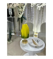 Sarı Eva Tulip Tasarım Kablosuz Masa Lambası - Alt Parlak Gold