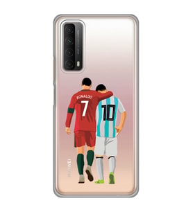 Huawei P Smart 2021 Uyumlu Lionel Messi ve Cristiano Ronaldo Desenli Şeffaf Telefon Kılıfı