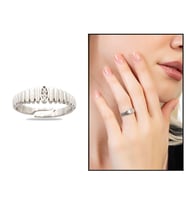 Beyaz Zirkon Taşlı Merdiven Tasarım Silver Renk Free Size 925 Ayar Gümüş Kadın Yüzük