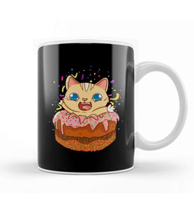 Birthday Cake Cat Surprise Kitty Kupa Bardak Porselen