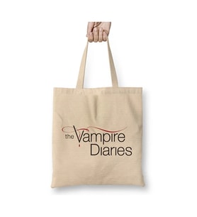 Vampire Diaries Bez Çanta Uzun Saplı Alışveriş Çantası Plaj Çantası (Beyaz)