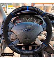 Ford Focus Dikme Direksiyon Kılıfı Alcantara Süet Mat Karbon Mavi Yüzük ve Dikiş Ambiente-Comfort-Trend-Ghia 1998-2001