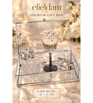 Kristal Kuğu & Cam Kutu & İncili Obje & Soya Mum Sevgiliye Hediye Seti