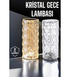 Gece Lambası Kristal Lamba Dokunmatik Şarjlı Hediyelik