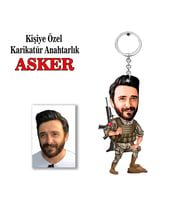 Kisiye Özel Karikatür ASKER anahtarlık MODEL1