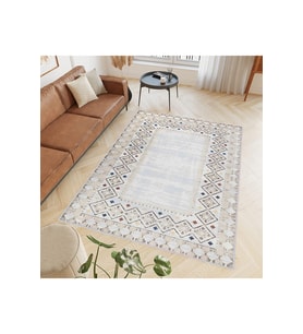 Rovigo Home Dijital Baskı Yıkanabilir Kaymaz Taban Salon Halısı RVG0410 (Bej)