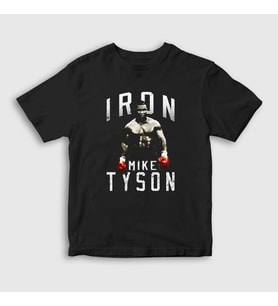 Presmono Unisex Çocuk Siyah Iron Mike Tyson T-Shirt 158179tt