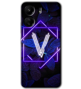 Xiaomi Redmi 13C Kılıf HD Desen Baskılı Kılıf - Dark Neon Yaprak V Harfi
