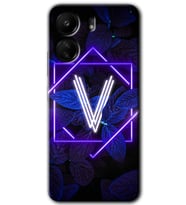Xiaomi Redmi 13C Kılıf HD Desen Baskılı Kılıf - Dark Neon Yaprak V Harfi