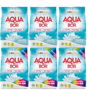 Boron AquaBor Matik Toz Çamaşır Deterjanı 36KG Beyazlar+Renkliler 240 Yıkama (6PK*6KG)